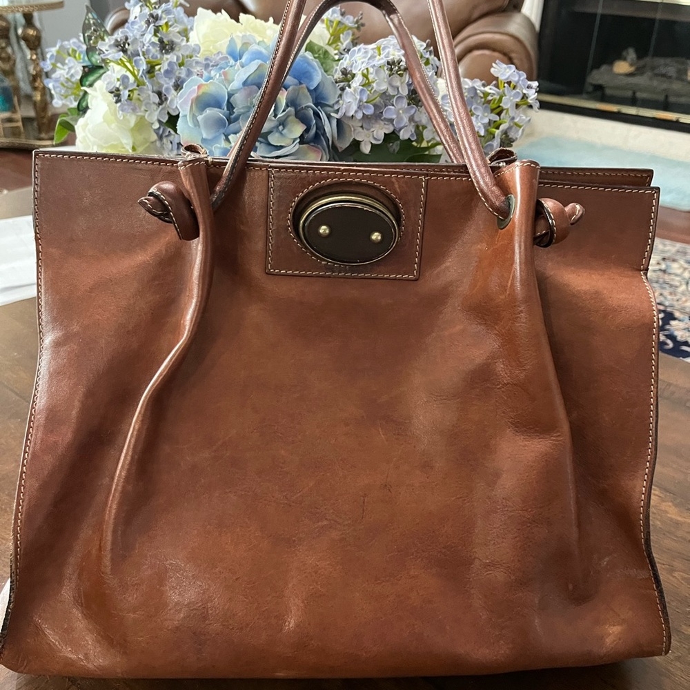 Paolo Madi brown hand bag made in italy , genuine leather.